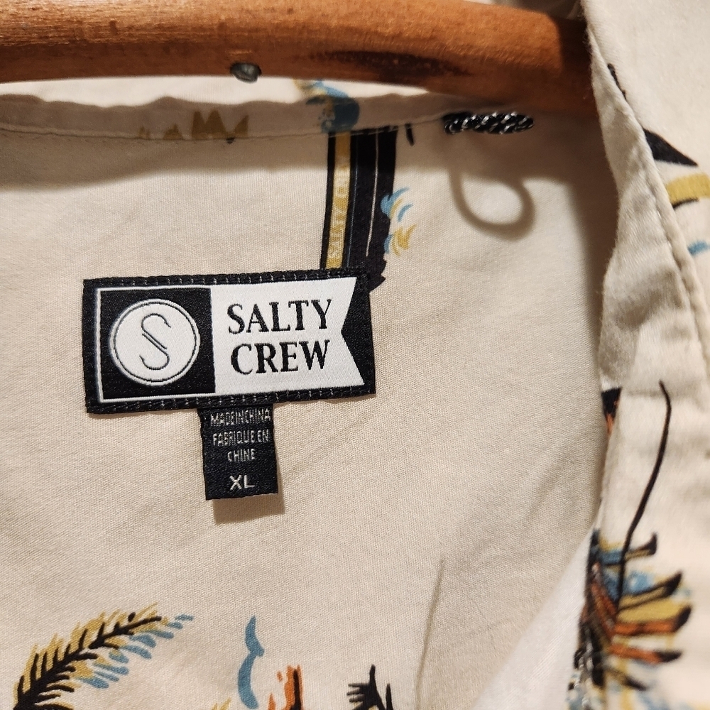 Salty Crew Men’s XL Hawaiian Fishing Shirt Boats Lobsters Surf Tropical Print - Picture 16 of 16